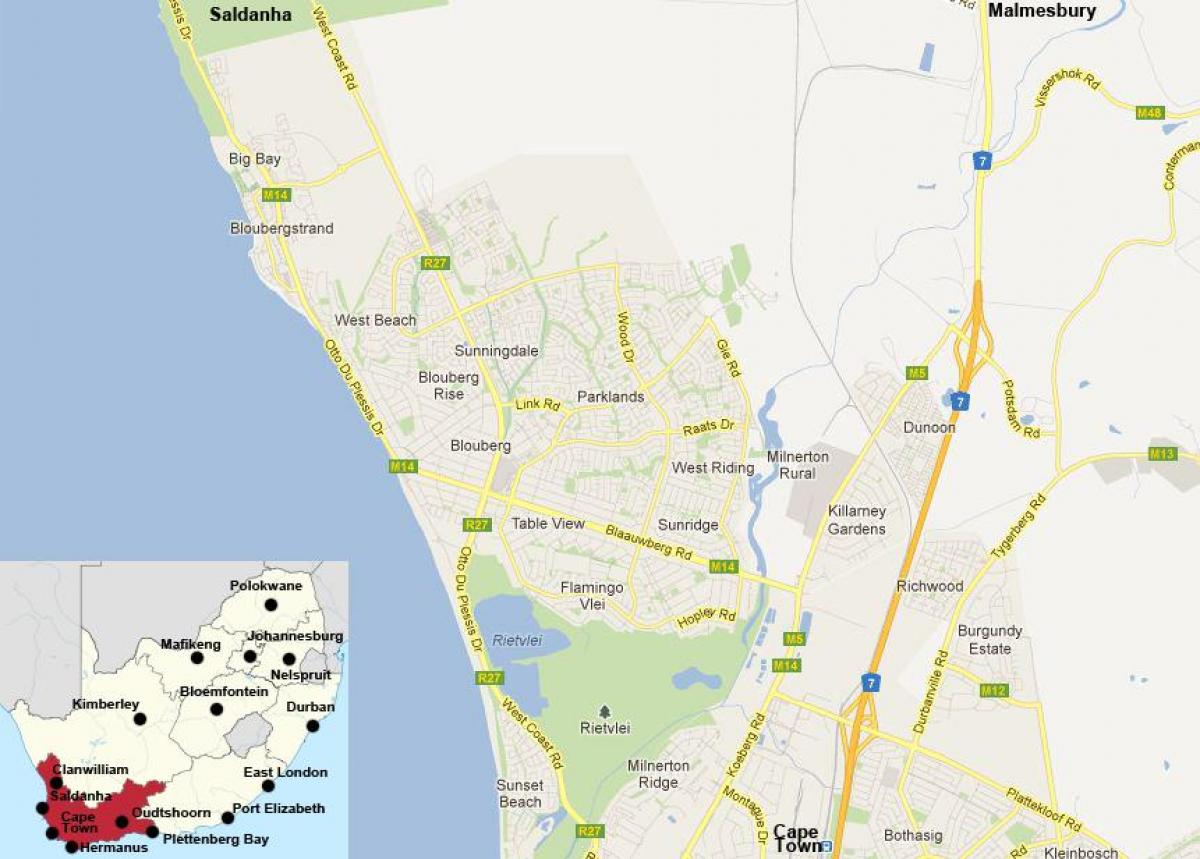 kort over blouberg