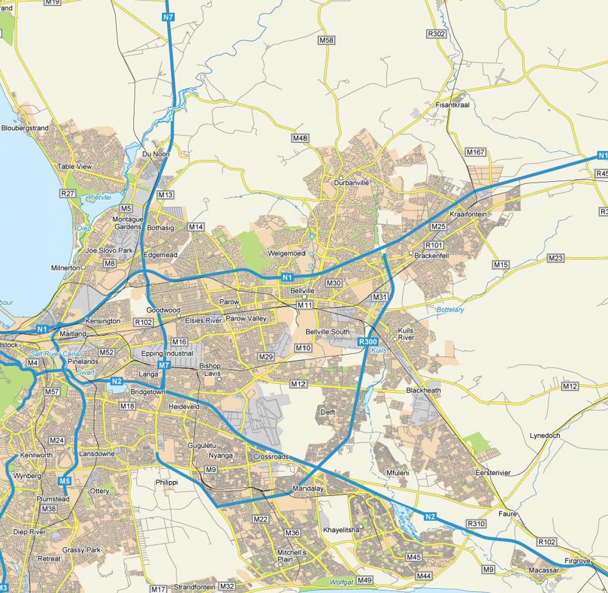 kort over gaden kort af bellville Cape Town