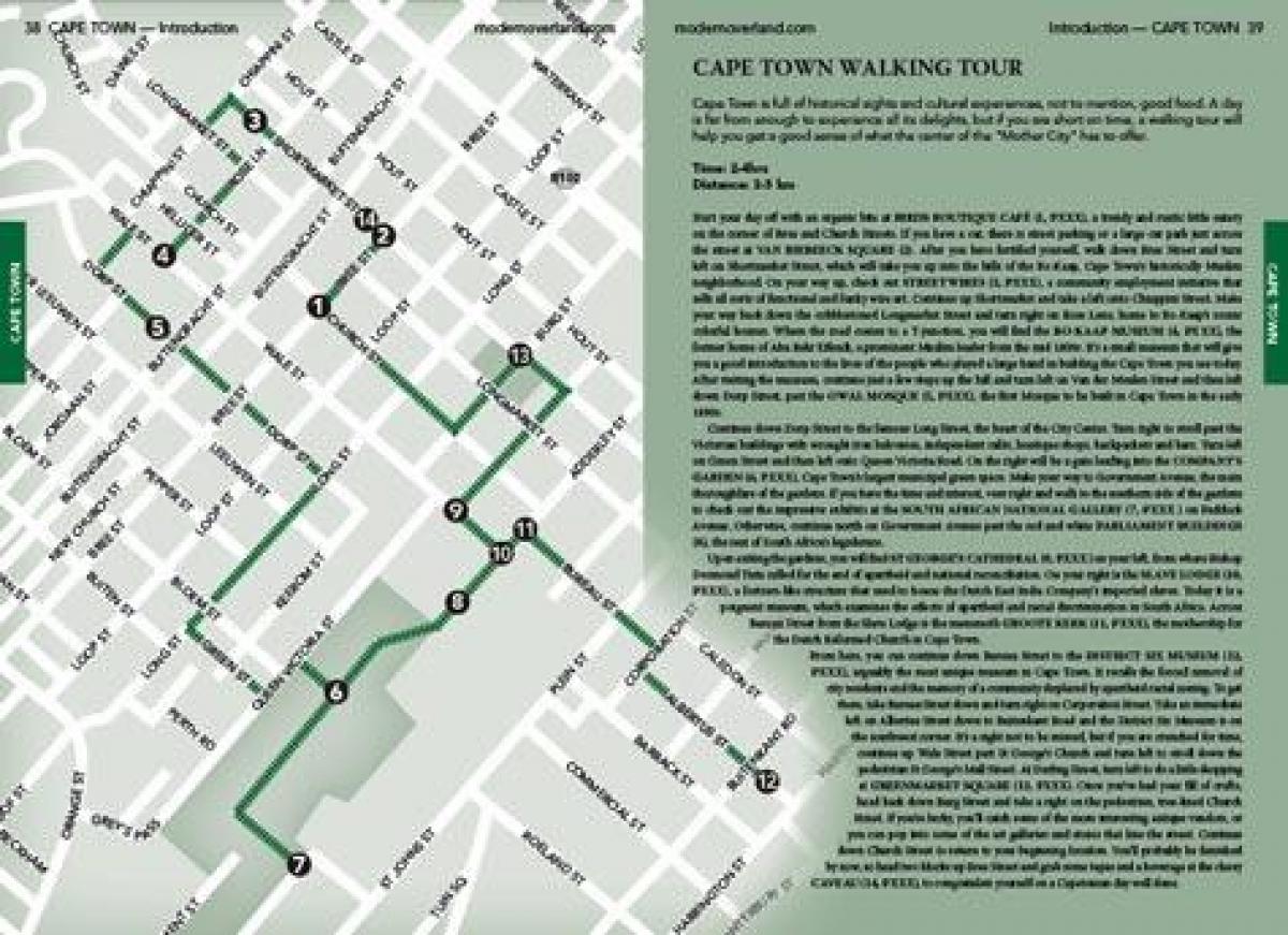 Cape Town walking tour kort