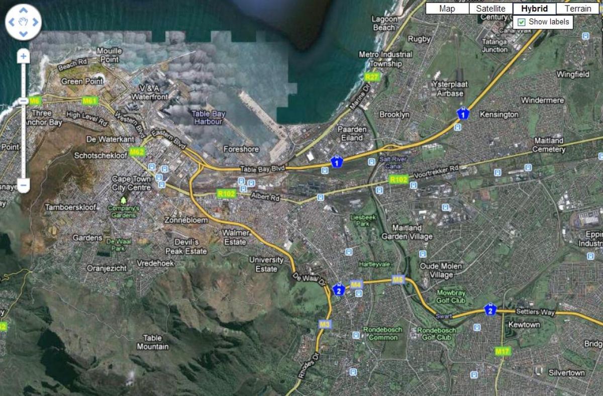 kort over Cape Town satellit