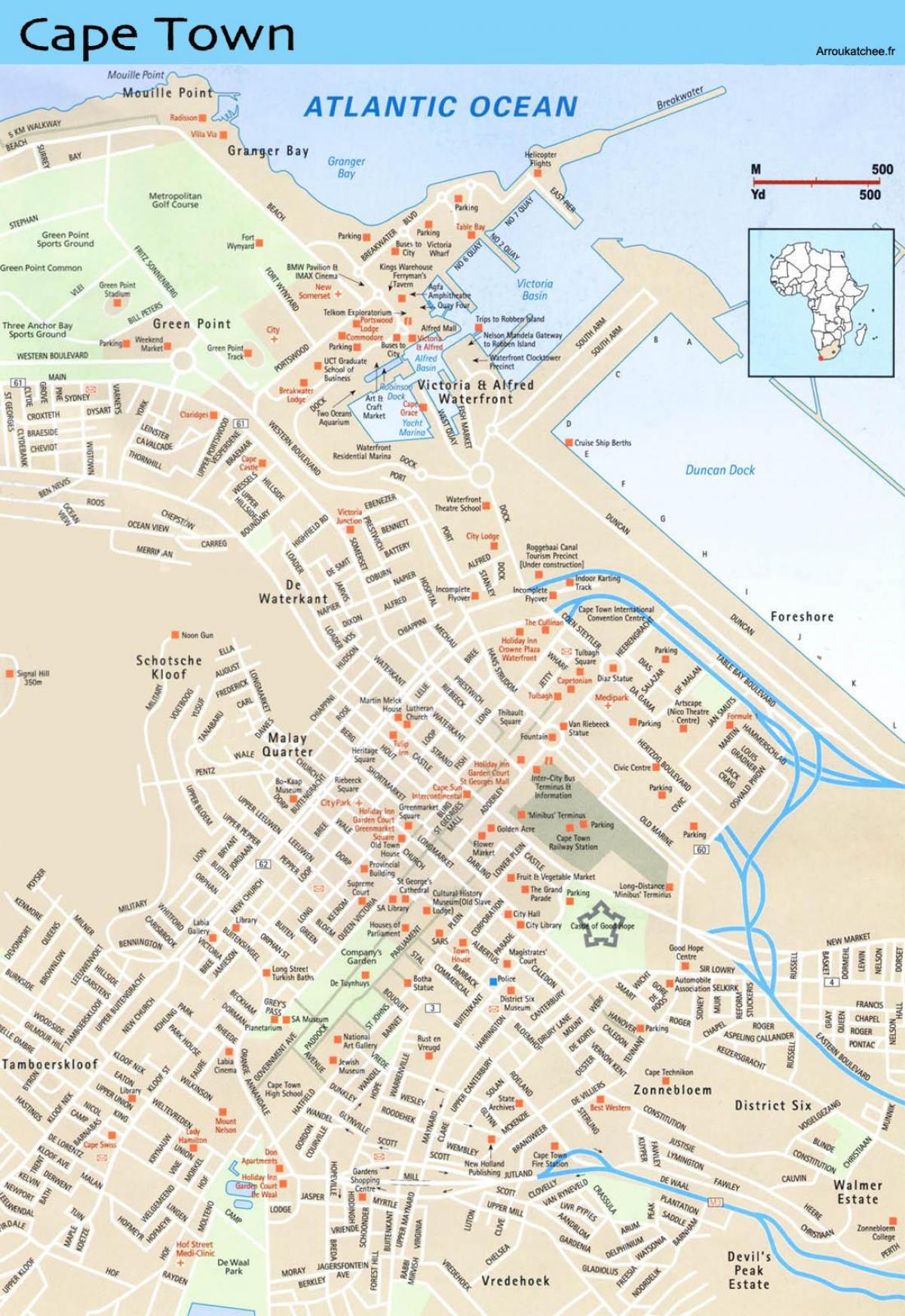 street map of Cape Town, Sydafrika