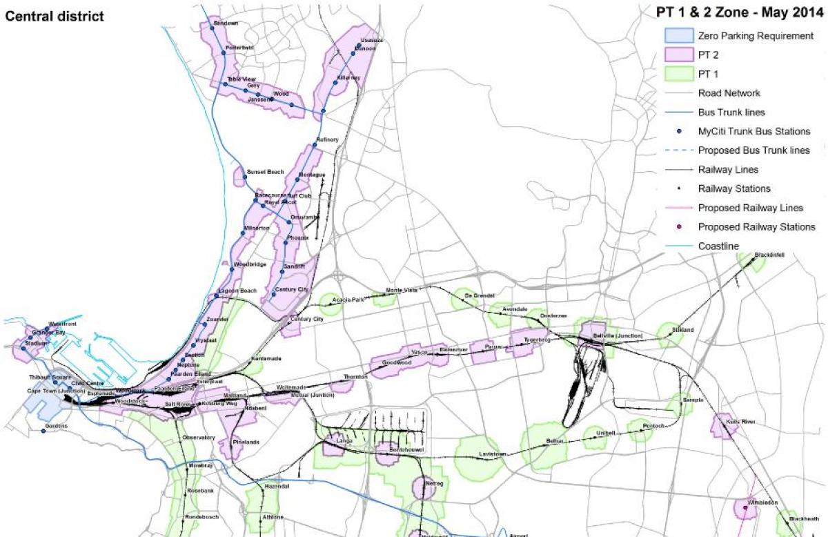 kort over Cape Town zoneinddeling