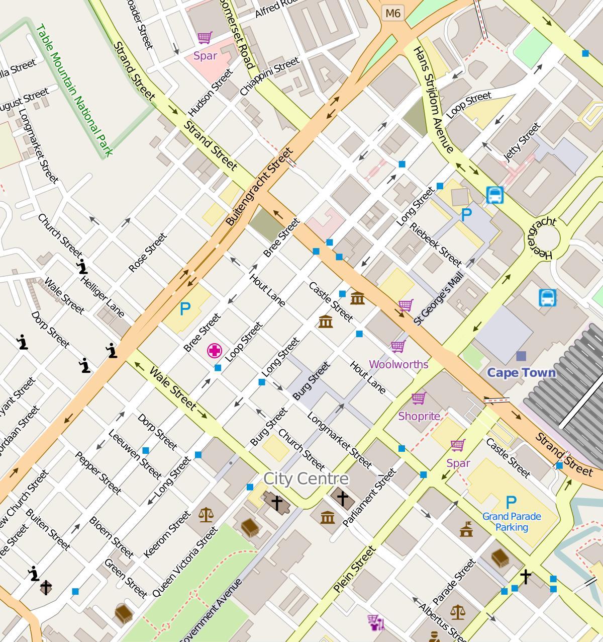 Cape Town center kort