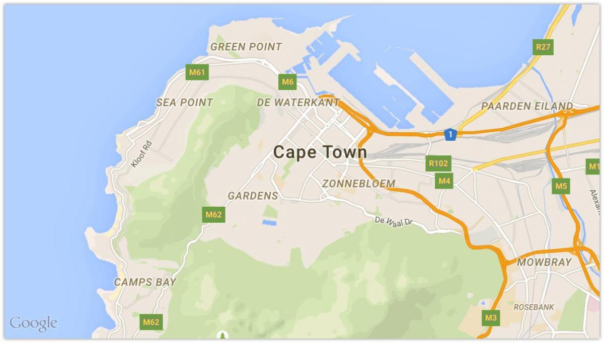kort over de waterkant Cape Town