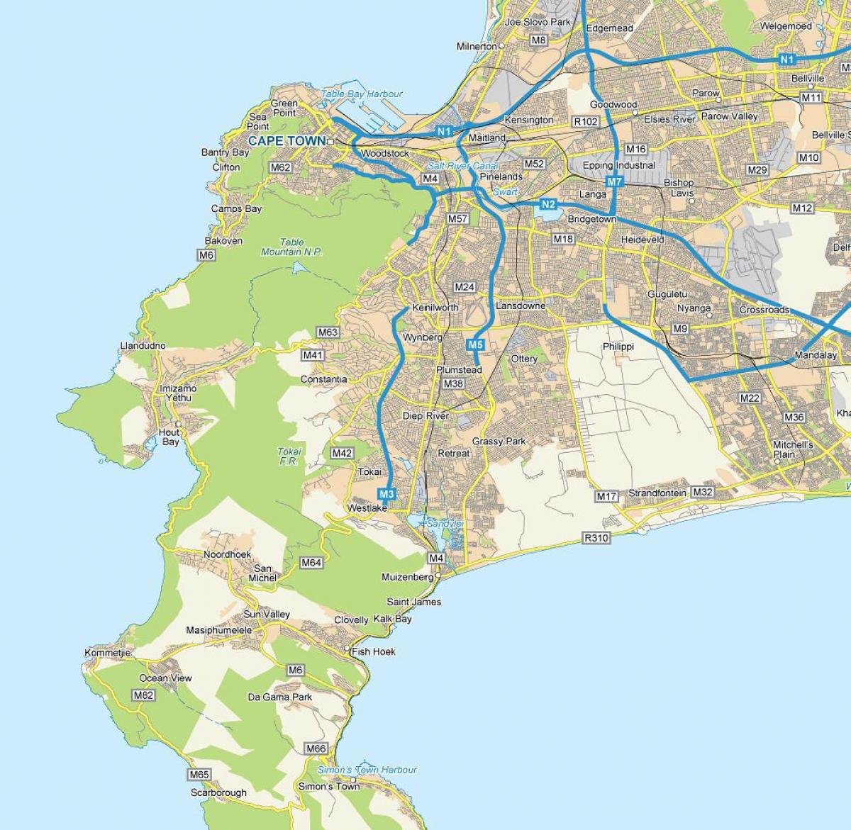 kort af diep-floden Cape Town
