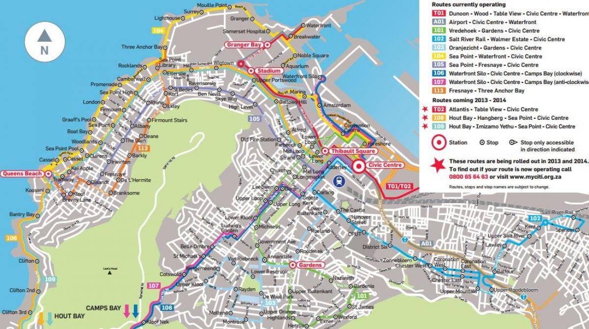 kort over golden arrow bus rute