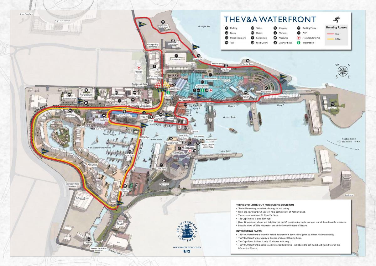 kort over v&a waterfront indkøbscenter