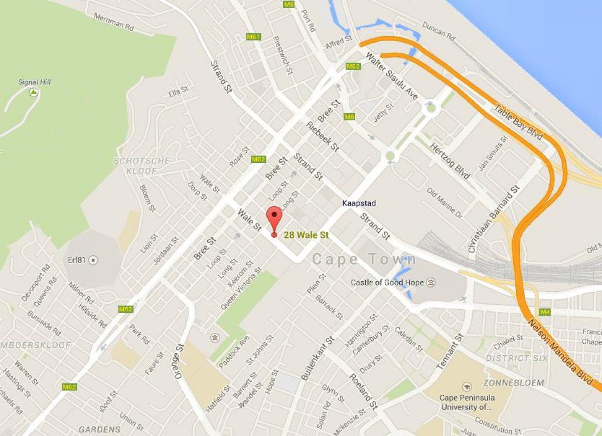 kort over wale street, Cape Town