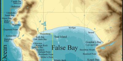 Kort over false bay, Cape Town