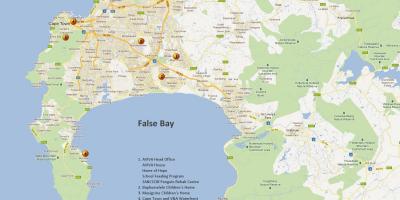 Kort over Cape Town og de omkringliggende områder
