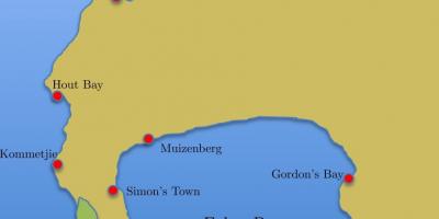 Kort til simon ' s town, Sydafrika