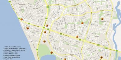 Kort over bordet udsigt til Cape Town